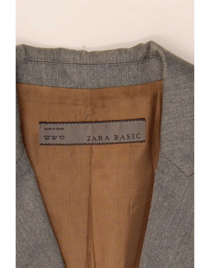 Zara Womens 1 Button Blazer Jacket UK 6 XS Grey