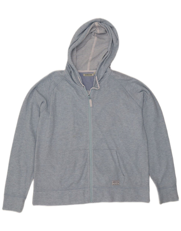 Orvis Womens Zip Hoodie Sweater UK 16 Large Blue Flecked Cotton