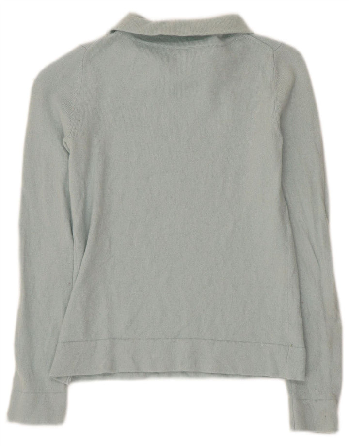 Hobbs Womens Crop Roll Neck Jumper Sweater UK 4 XS Blue Wool