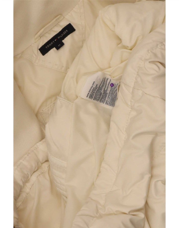 Tommy Hilfiger Womens Padded Jacket UK 14 Medium Off White Polyester