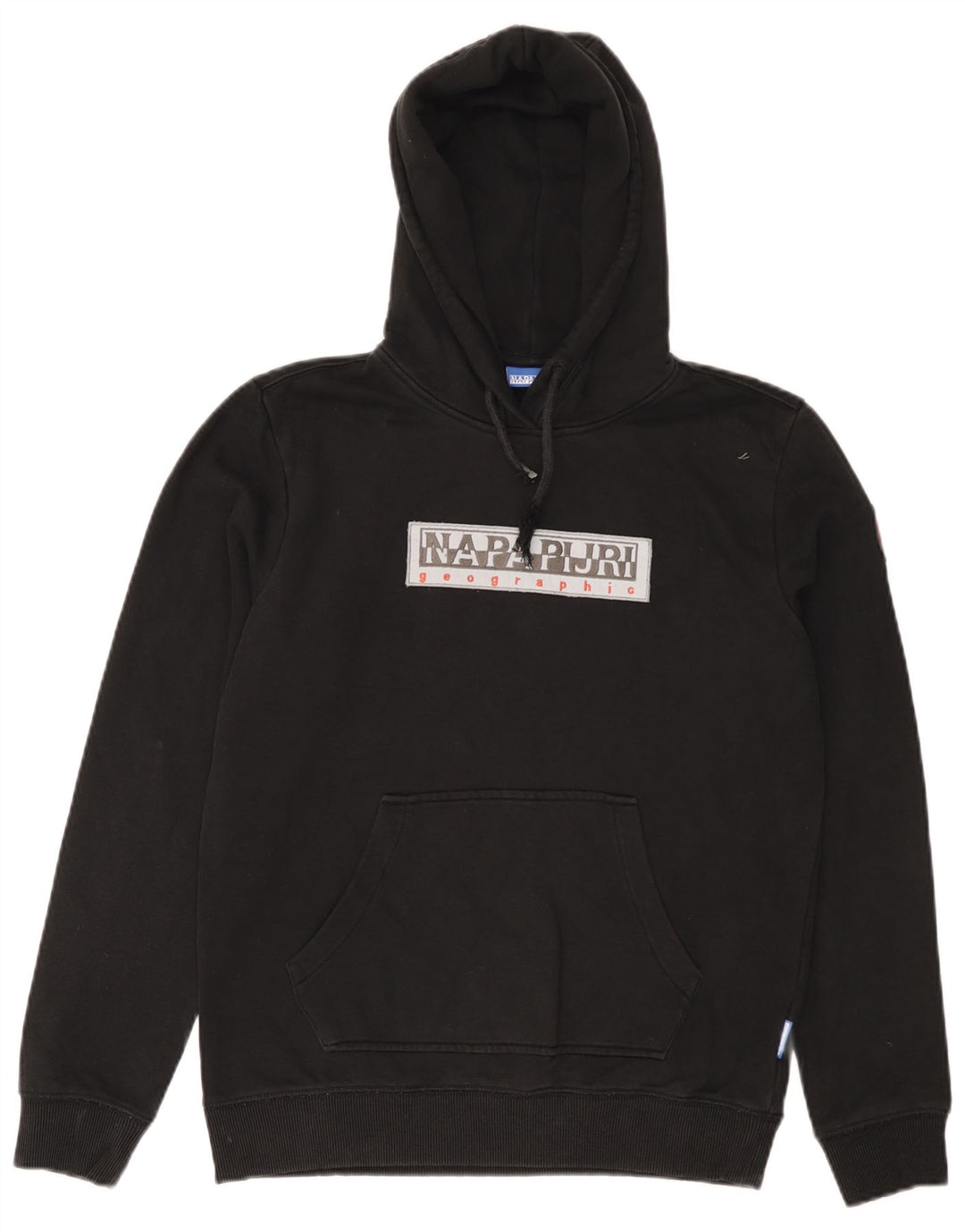 NAPAPIJRI Mens Geographic Graphic Hoodie Jumper Small Black Cotton