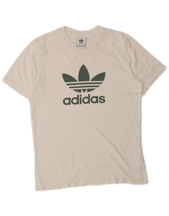 Adidas Mens Graphic T-Shirt Top Medium White Cotton