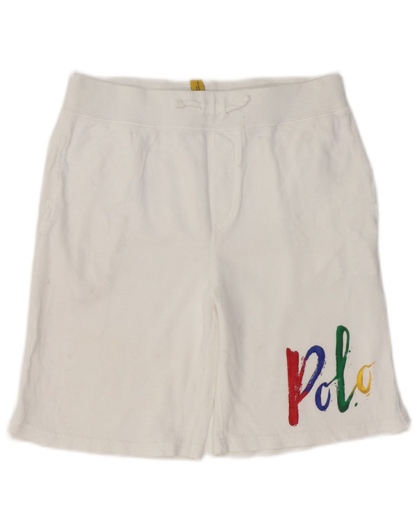 POLO RALPH LAUREN Boys Graphic Sport Shorts 14-15 Years Large White Cotton