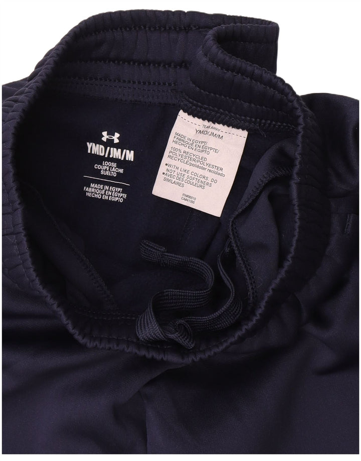 UNDER ARMOUR Boys Tracksuit Trousers 9-10 Years Medium Navy Blue Polyester