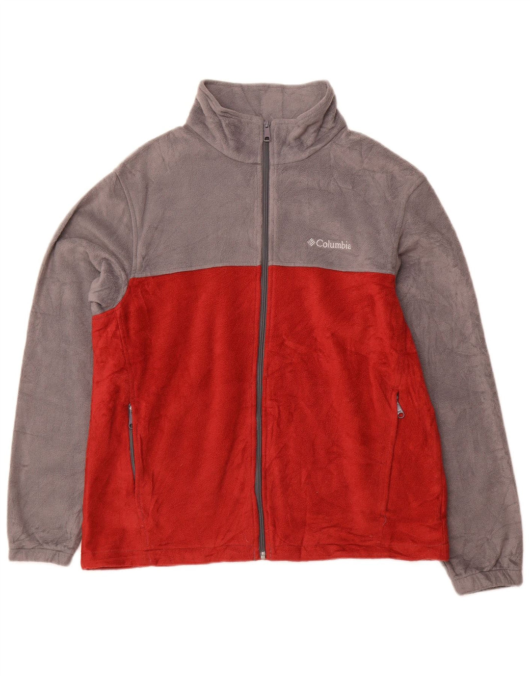 COLUMBIA Mens Fleece Jacket UK 40 Large Red Colourblock Polyester
