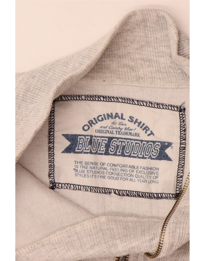 VINTAGE Womens Zip Neck Jumper Sweater UK 18 XL Grey