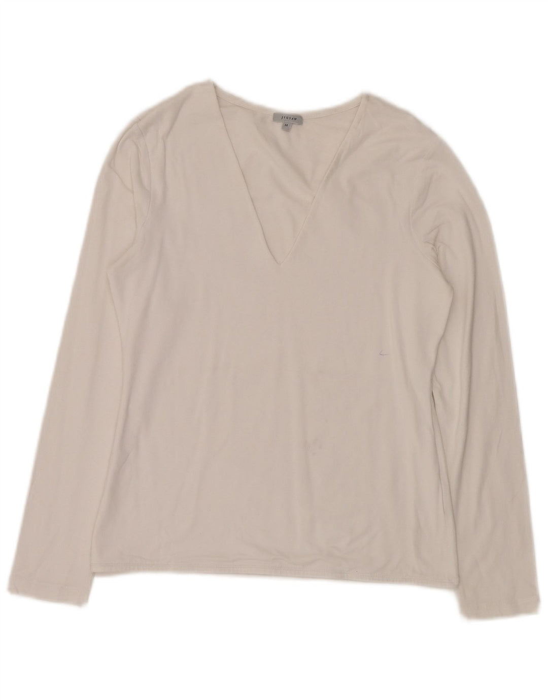 JIGSAW Womens Top Long Sleeve UK 12 Medium White Cotton