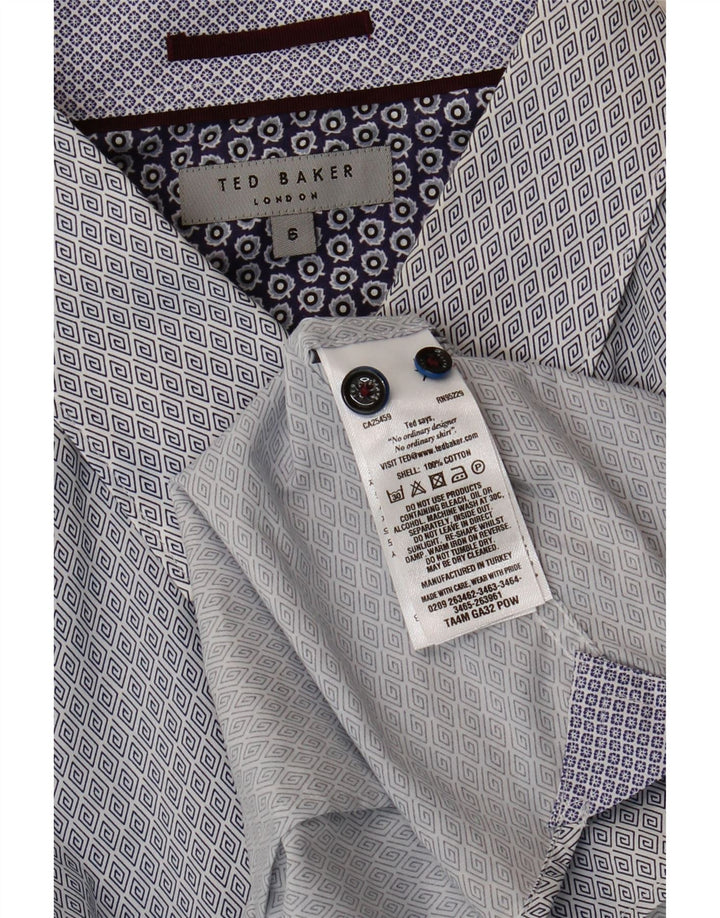 TED BAKER Mens Shirt Size 6 2XL Blue Geometric Cotton
