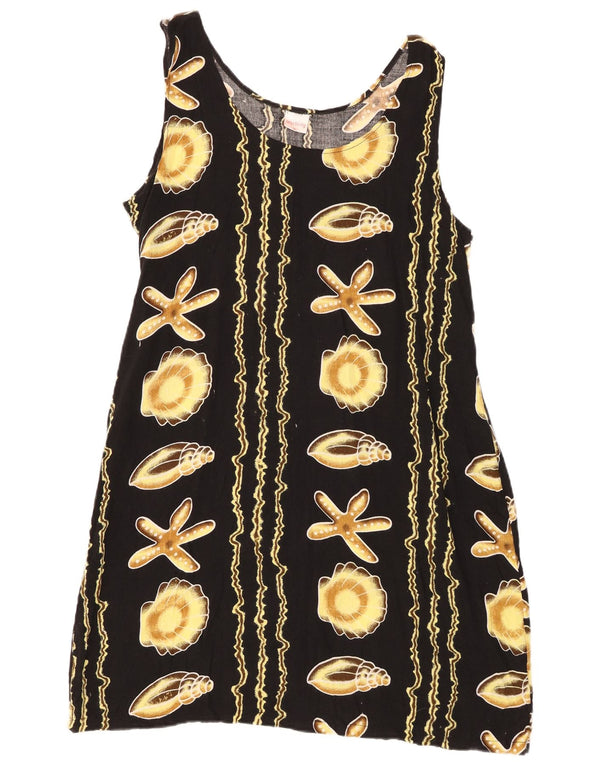 Vintage Womens Abstract Pattern Sleeveless Sheath Dress UK 18 XL Black