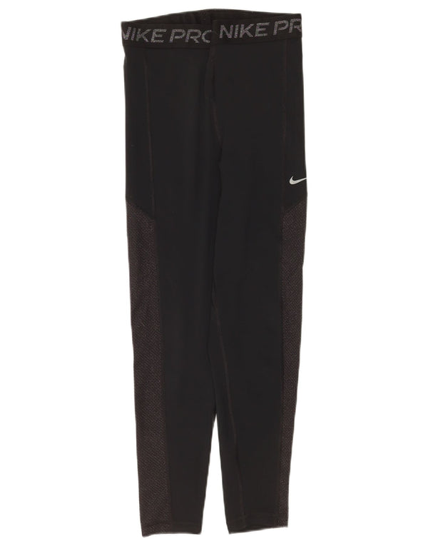 Nike Womens Dri Fit Graphic Leggings UK 10 Small  Black Colourblock Nylon