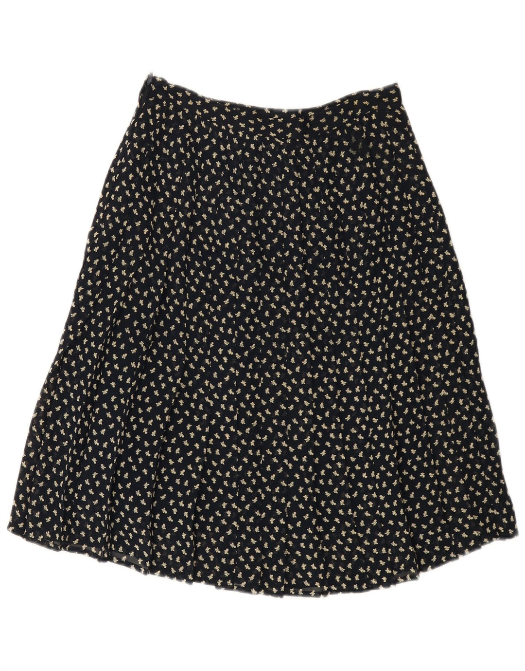 VINTAGE Womens High Waist A-Line Skirt IT 44 Medium W26  Navy Blue Floral