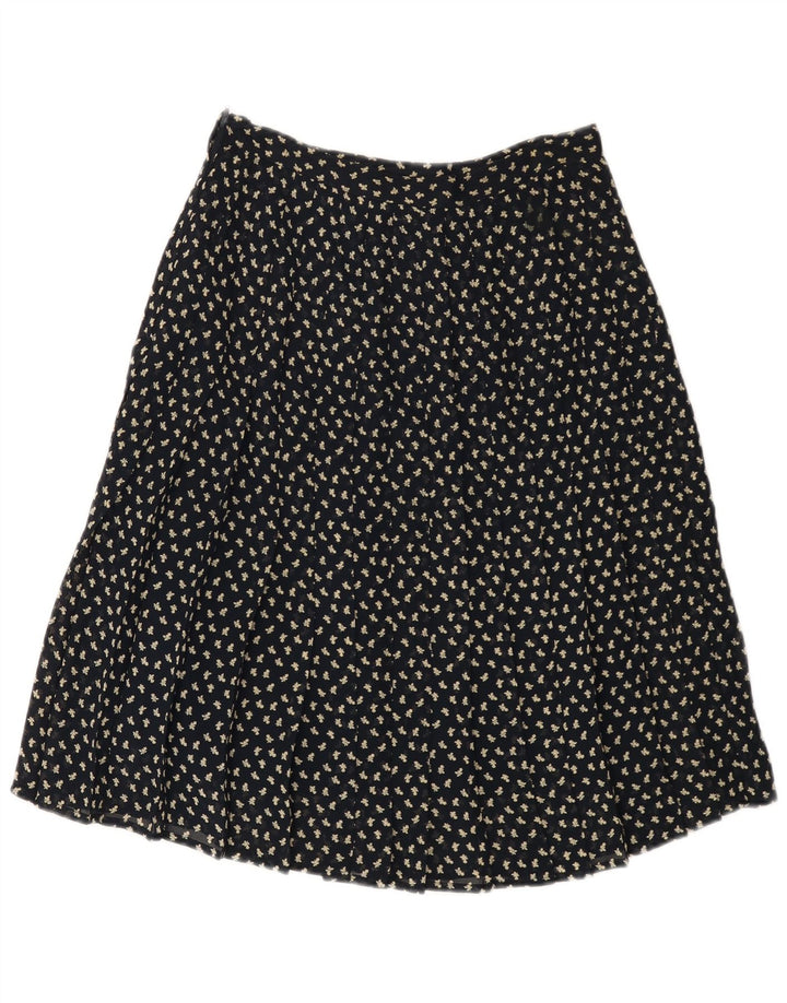 VINTAGE Womens High Waist A-Line Skirt IT 44 Medium W26  Navy Blue Floral