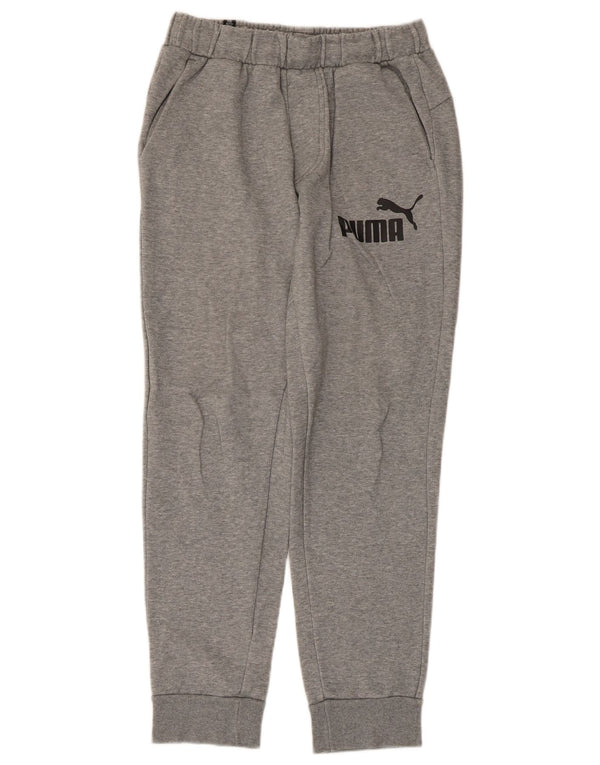 Puma Mens Graphic Tracksuit Trousers Joggers Small Grey Flecked Cotton