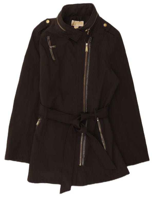 Michael Kors Womens Hooded Military Windbreaker Jacket UK 14 Large Black