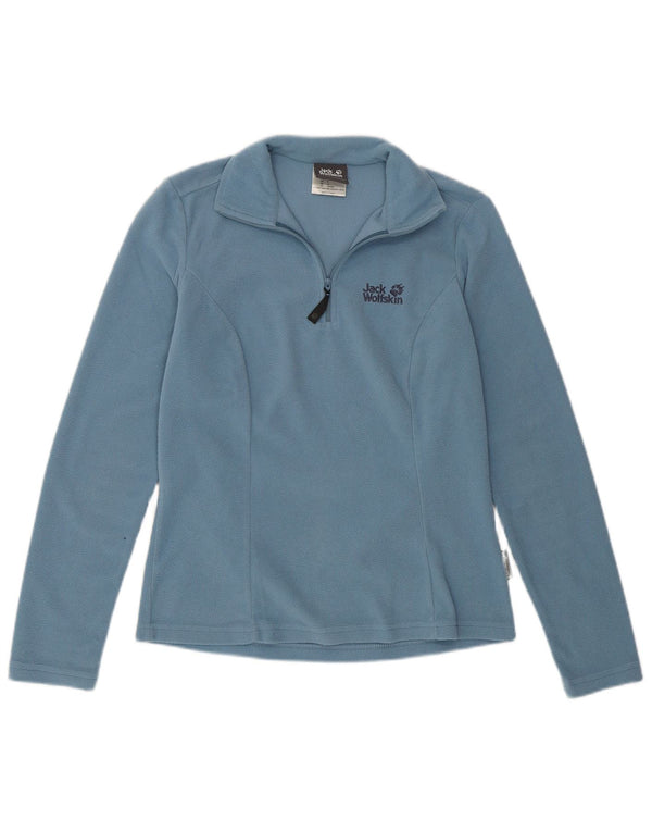 JACK WOLFSKIN Womens Zip Neck Fleece Jumper UK 10 Small  Blue Polyester
