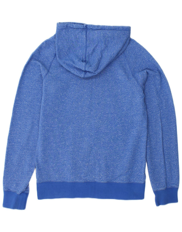 NIKE Womens Graphic Hoodie Jumper UK 10 Small Blue Flecked Cotton