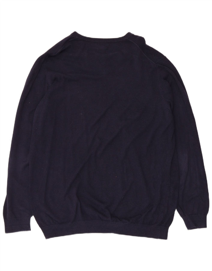 L.L.Bean Mens Tall V-Neck Jumper Sweater XL Navy Blue Cotton