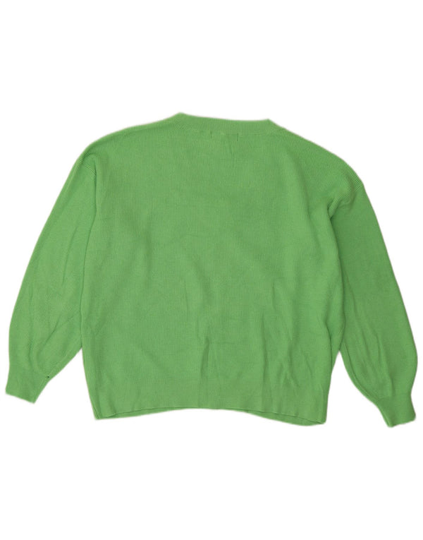 Marks & Spencer Womens V-Neck Jumper Sweater UK 14 Large Green Viscose