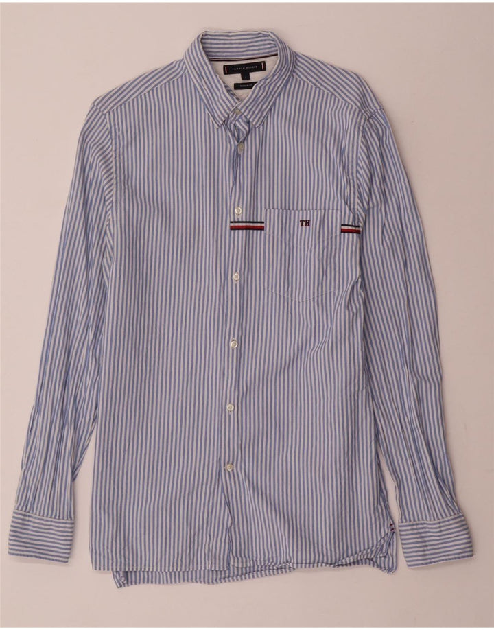 TOMMY HILFIGER Mens Regular Fit Shirt Small Blue Striped Cotton
