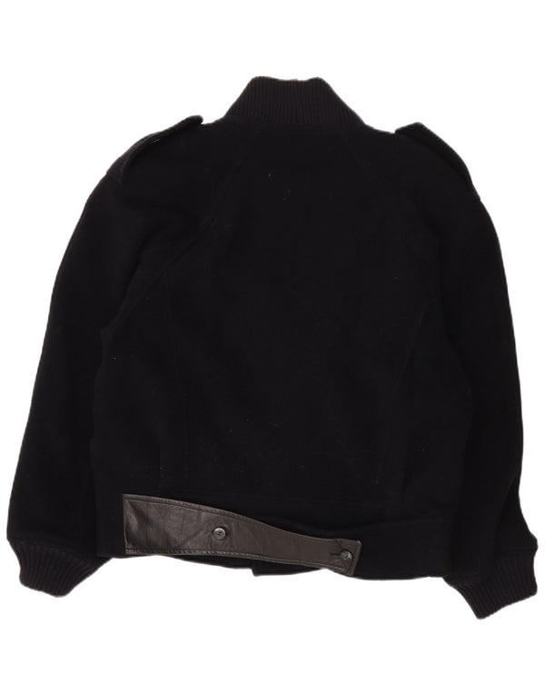 Vintage Mens Military Bomber Jacket IT 48 Medium Navy Blue Virgin Wool