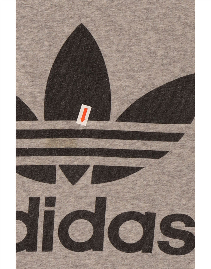 ADIDAS Mens Graphic Sweatshirt Jumper Large Grey Flecked Cotton