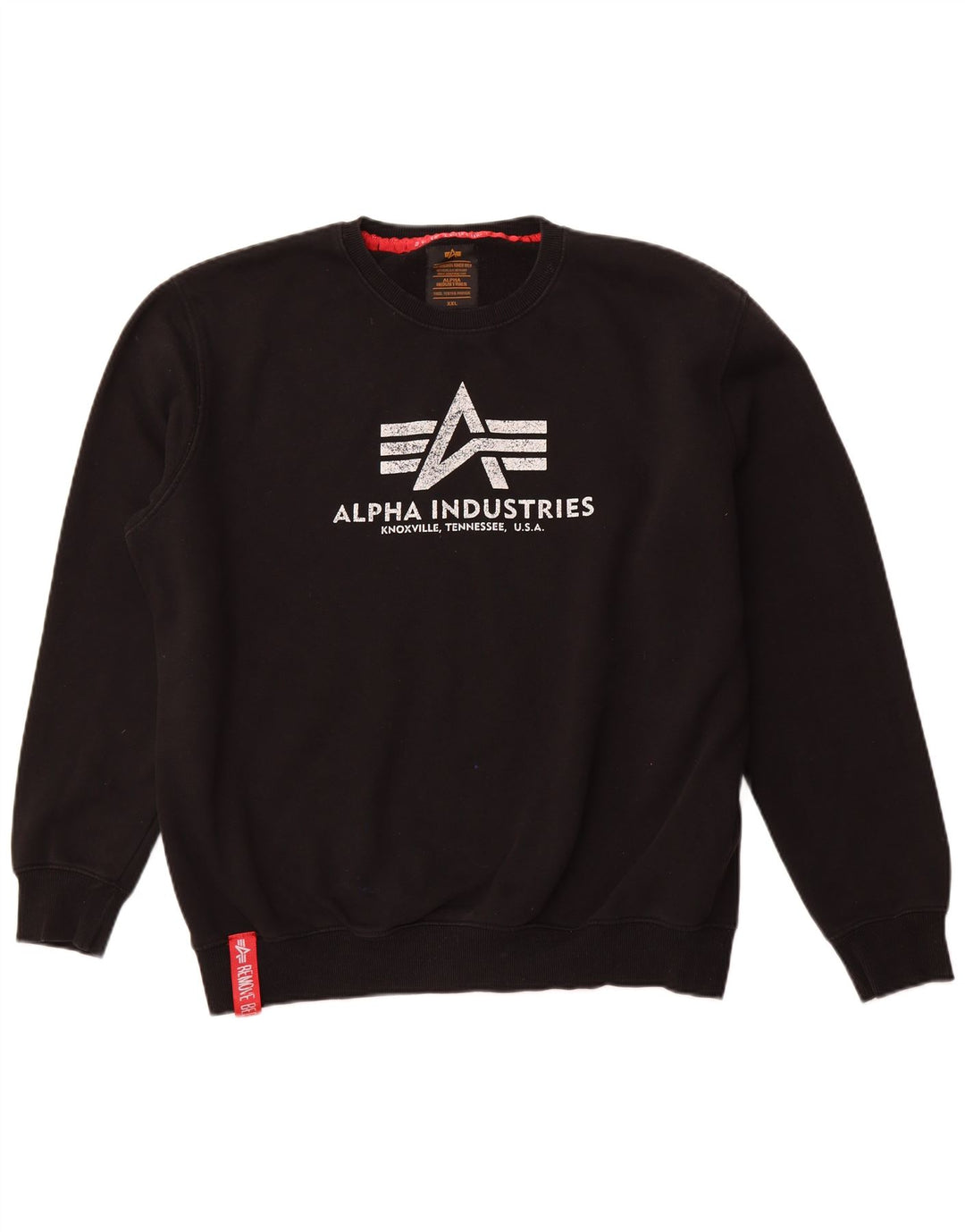 ALPHA INDUSTRIES Mens Graphic Sweatshirt Jumper 2XL Black Cotton