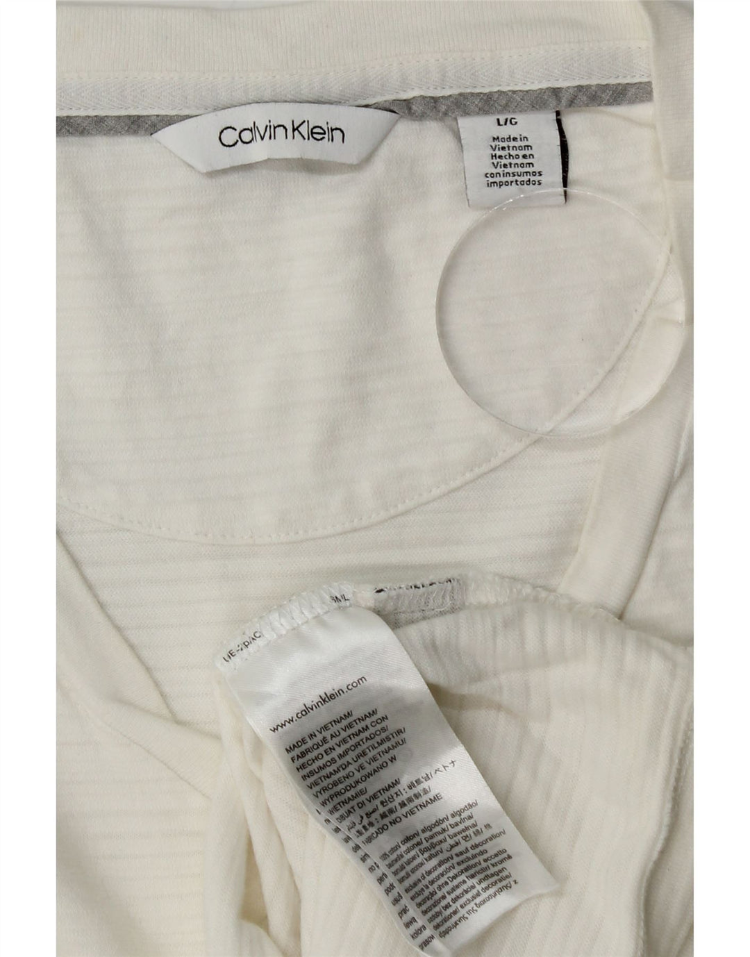 CALVIN KLEIN Mens T-Shirt Top Large White Striped Cotton