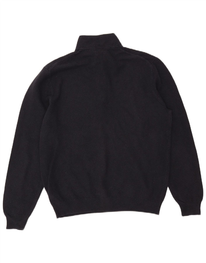 MASSIMO DUTTI Mens Zip Neck Jumper Sweater 2XL Navy Blue Cotton