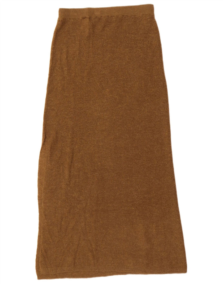 Zara Womens Knit Maxi Skirt Small W26  Brown Polyamide
