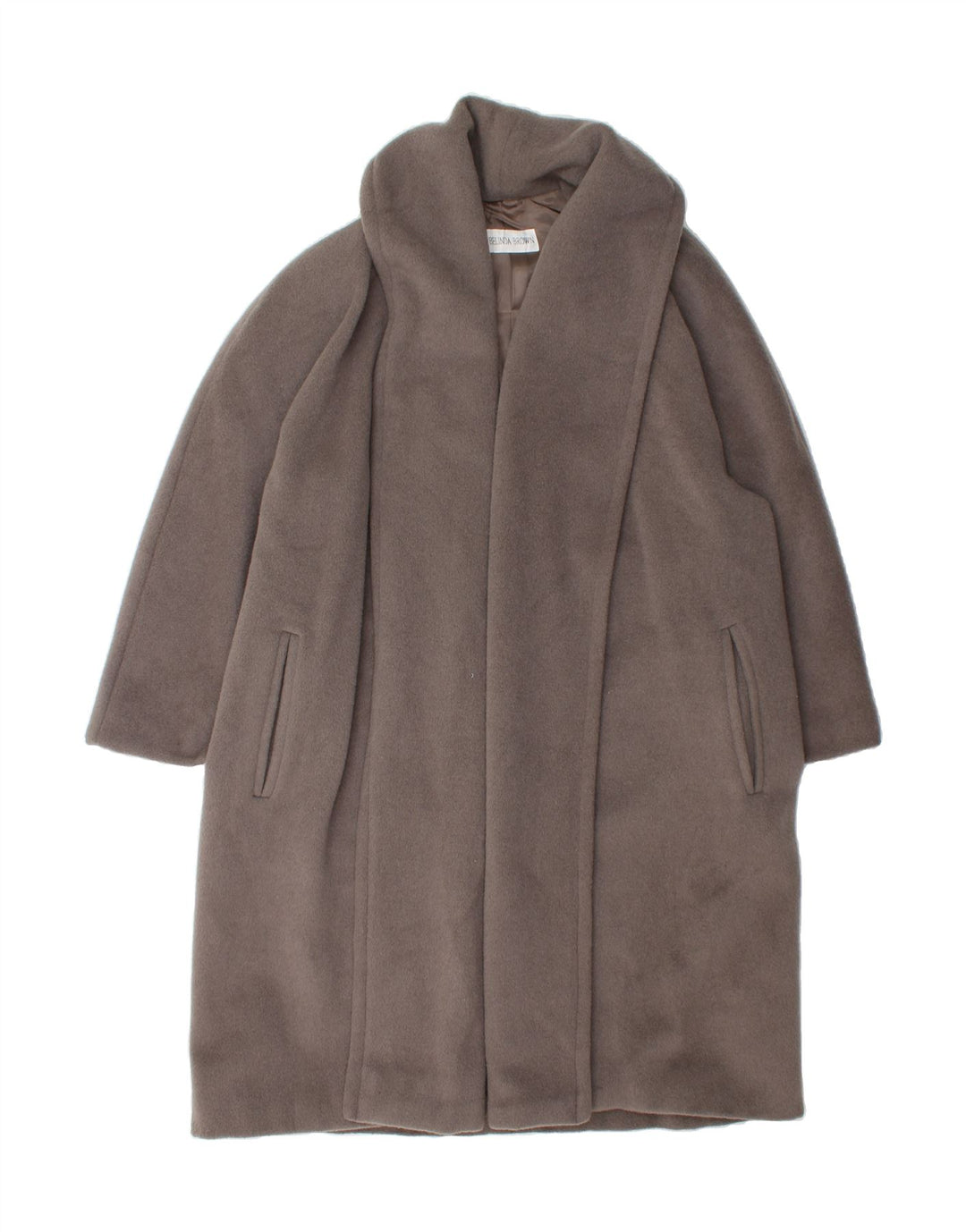 VINTAGE Womens Oversized Open Overcoat IT 44 Medium Grey Alpaca Wool