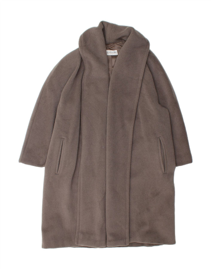 VINTAGE Womens Oversized Open Overcoat IT 44 Medium Grey Alpaca Wool