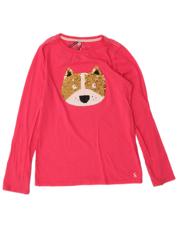 JOULES Girls Graphic Top Long Sleeve 11-12 Years Pink Cotton