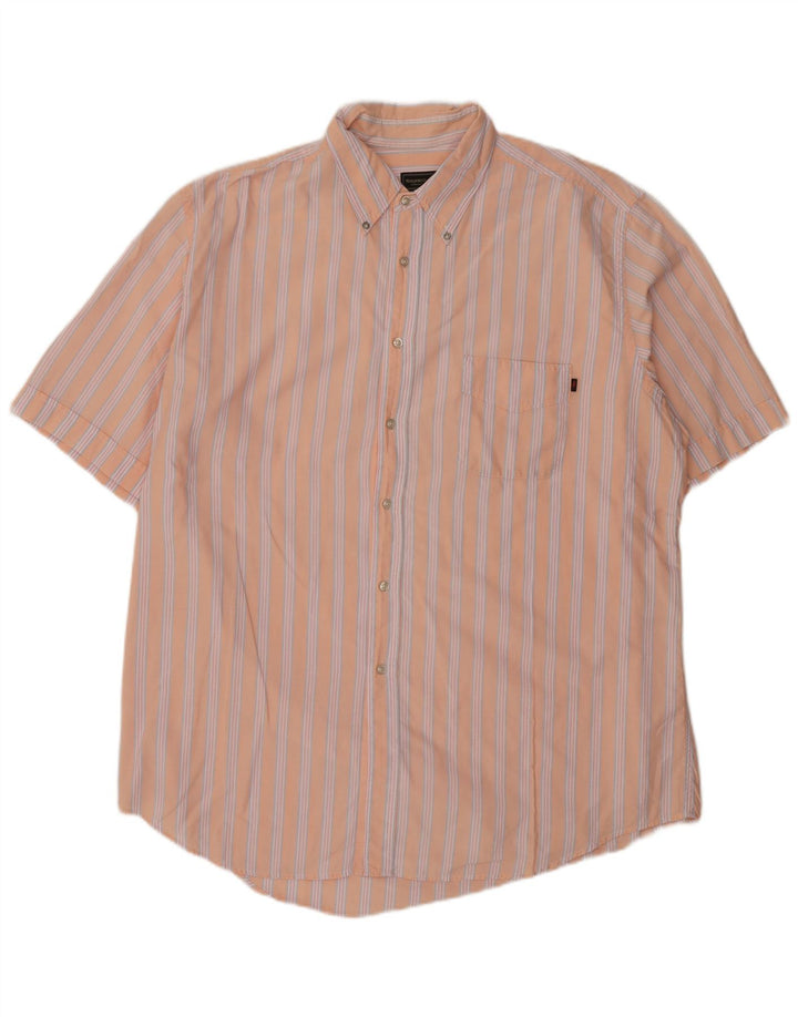Marlboro Classics Mens Short Sleeve Shirt 3XL Pink Striped Cotton