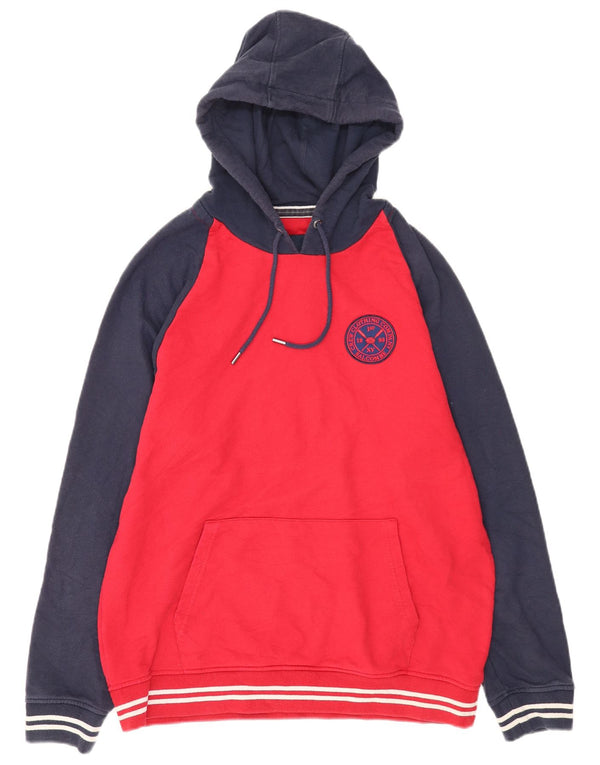 Crew Clothing Mens Salcombe Hoodie Jumper XL Red Colourblock Cotton