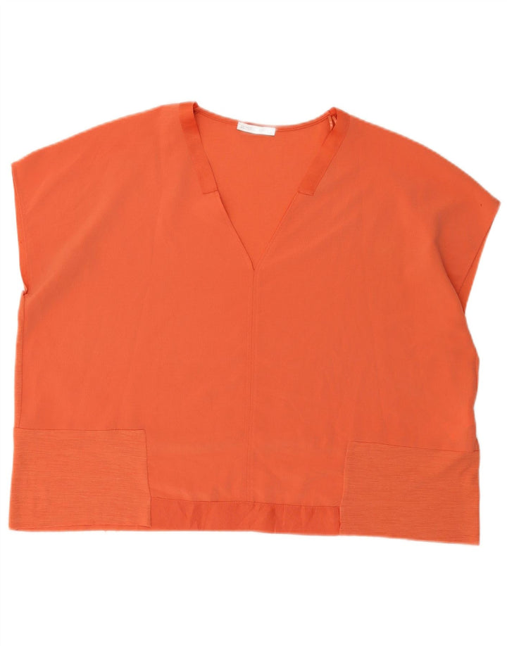 Zara Womens Oversized Blouse Top UK 16 Large Orange Polyester