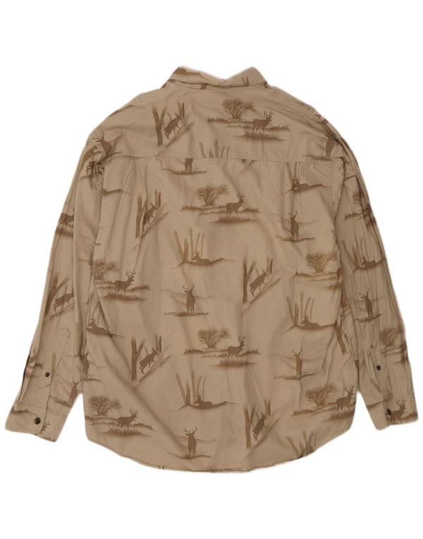 Columbia Mens River Lodge Corduroy Shirt Large Beige Animal Print Cotton
