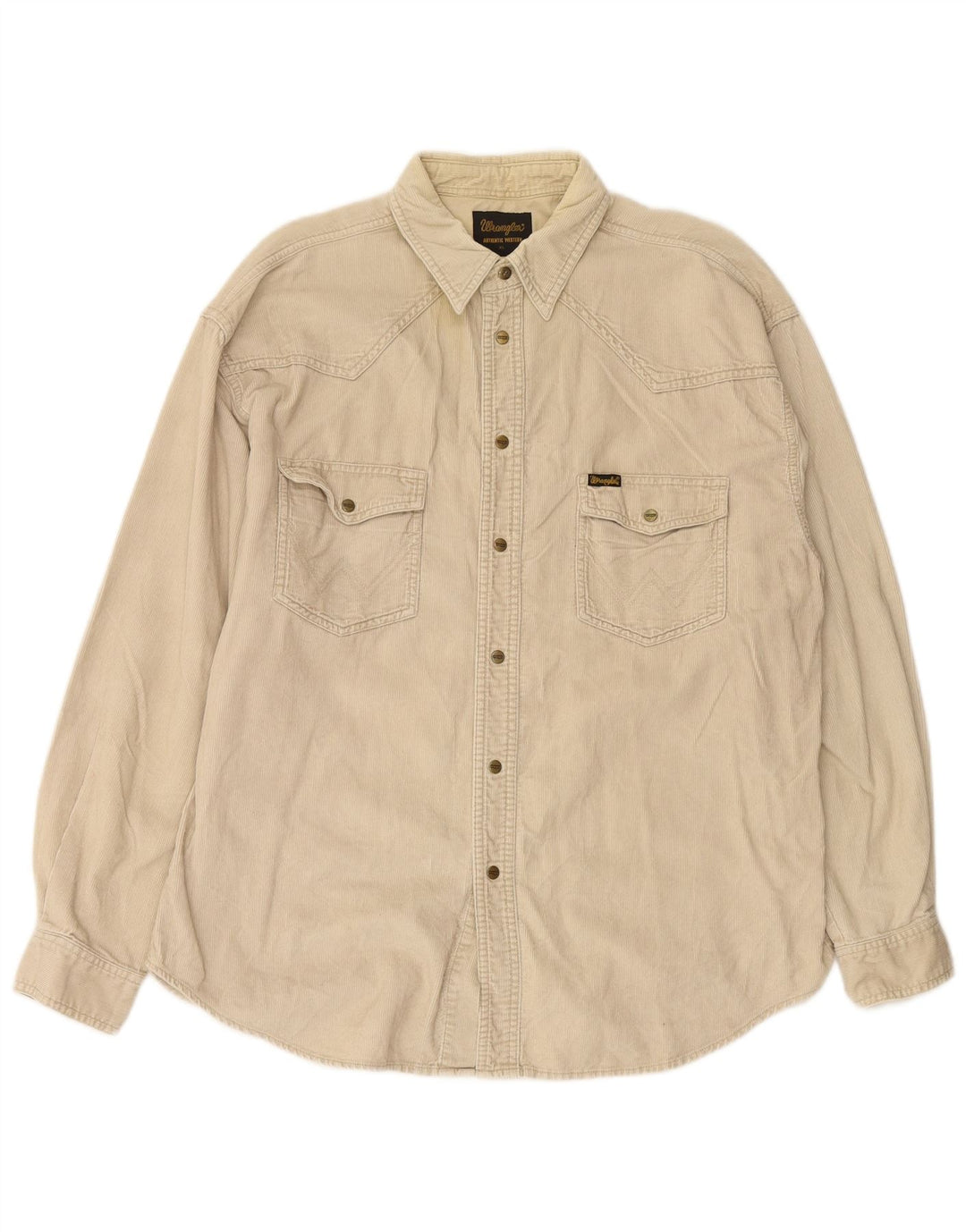 WRANGLER Mens Western Corduroy Shirt XL Beige Cotton