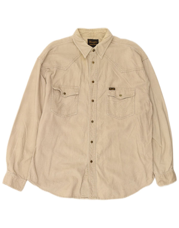 WRANGLER Mens Western Corduroy Shirt XL Beige Cotton