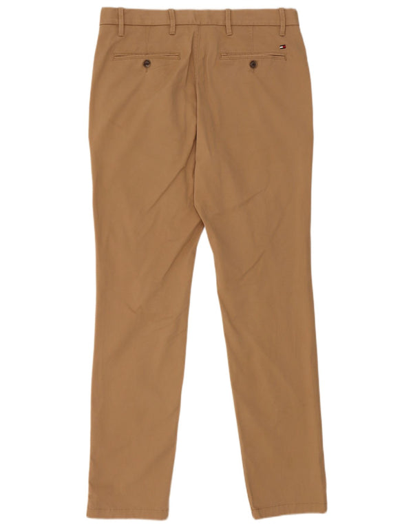 Tommy Hilfiger Mens Slim Chino Trousers W32 L32 Beige Cotton