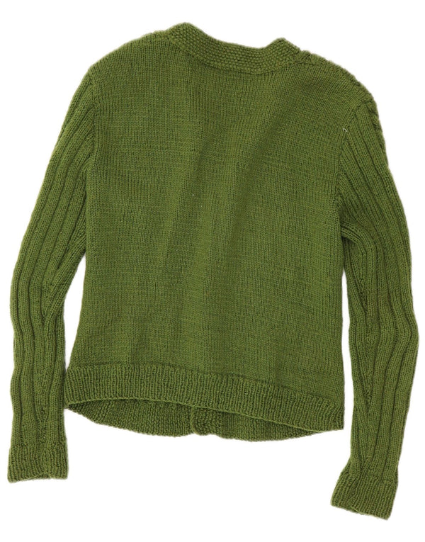 Vintage Womens Crop Cardigan Sweater UK 10 Small Green