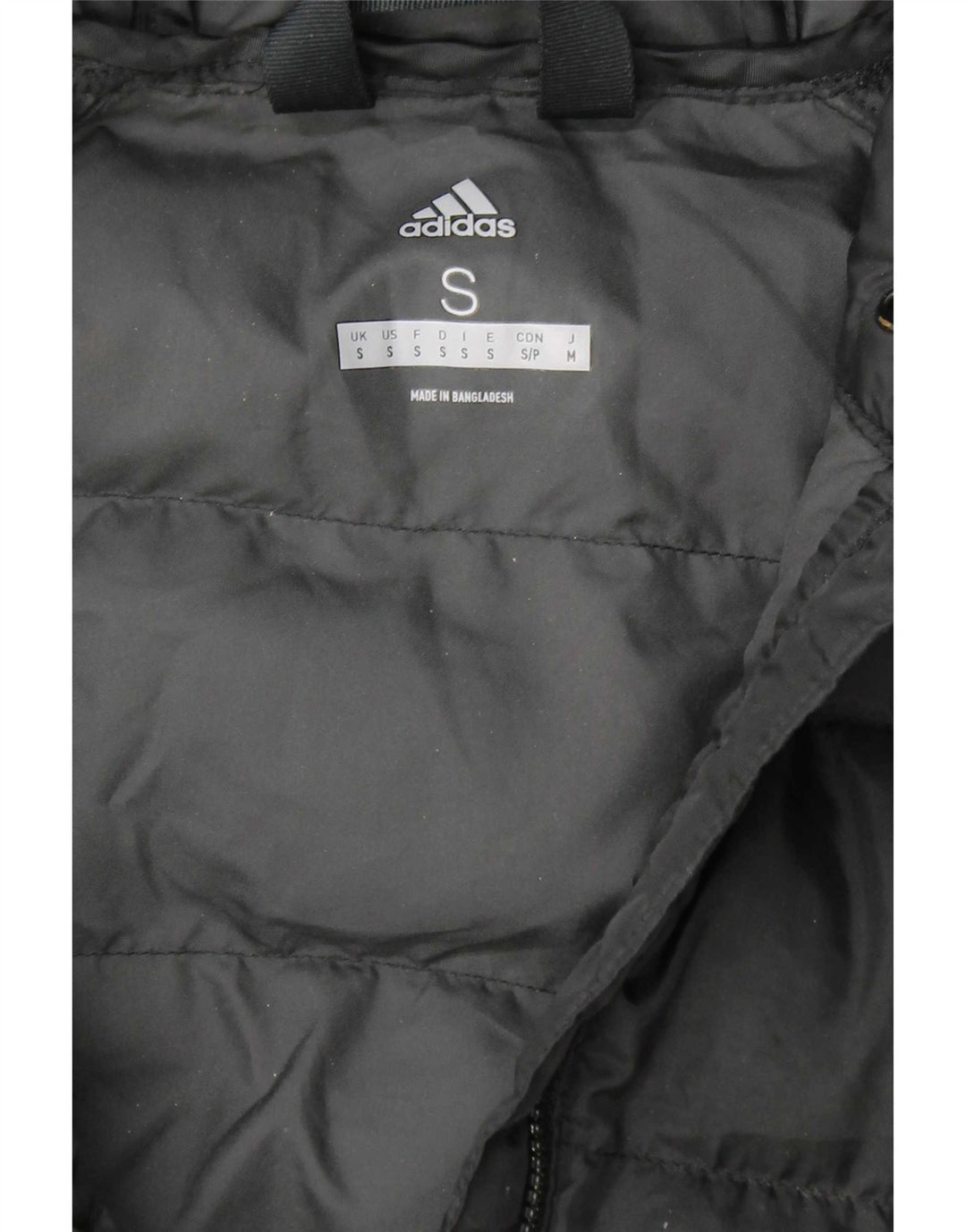 Adidas Mens Hooded Padded Jacket UK 36 Small Black Polyester