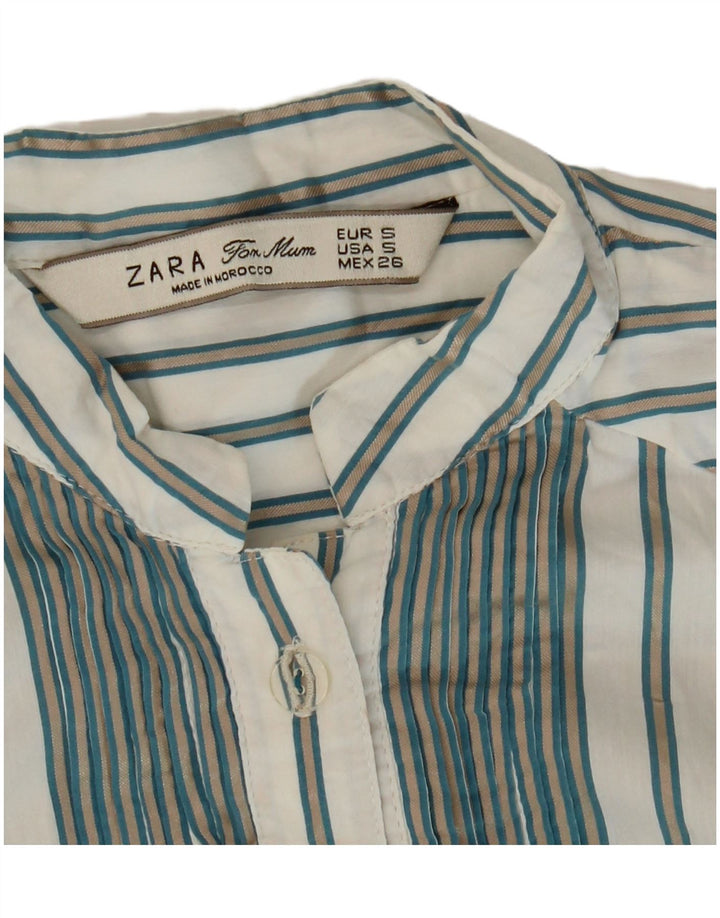Zara Womens Pullover Shirt UK 10 Small White Striped