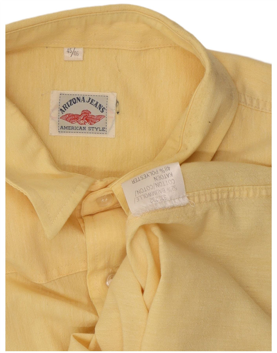 ARIZONA JEANS Mens Shirt Size 45/46 XL Yellow Cotton