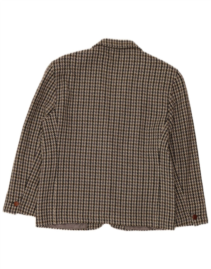 Vintage Womens 2 Button Blazer Jacket IT 44 Medium Grey Houndstooth Wool