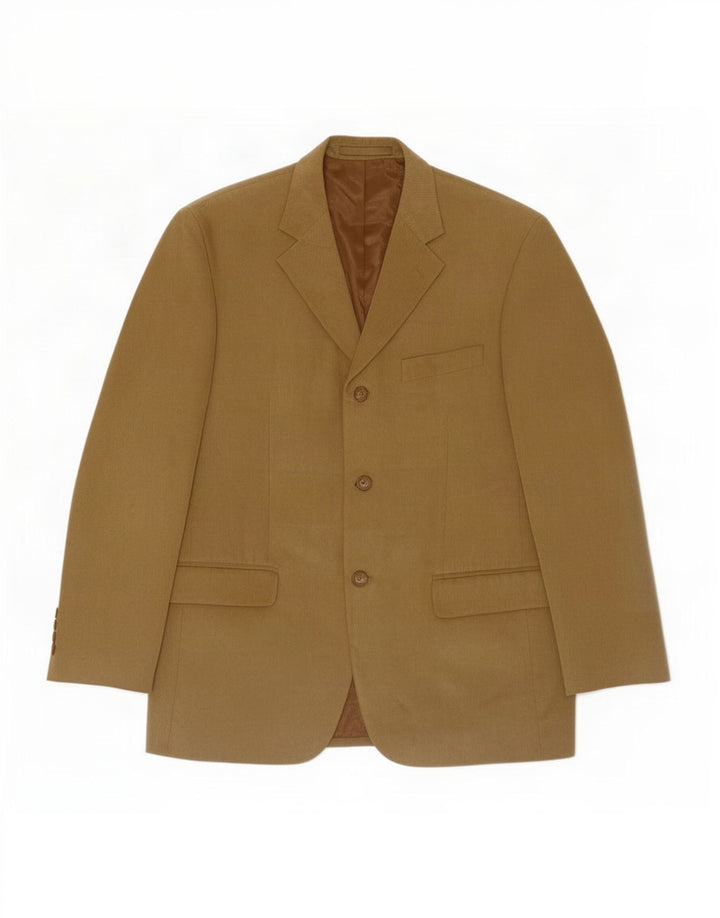 Marks & Spencer Mens 3 Button Blazer Jacket UK 38 Medium Beige Polyester