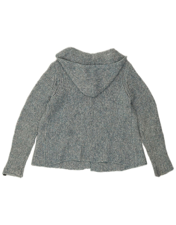 Refrigue Womens Hooded Relaxed Fit Cardigan Sweater UK 6 XS Blue Flecked