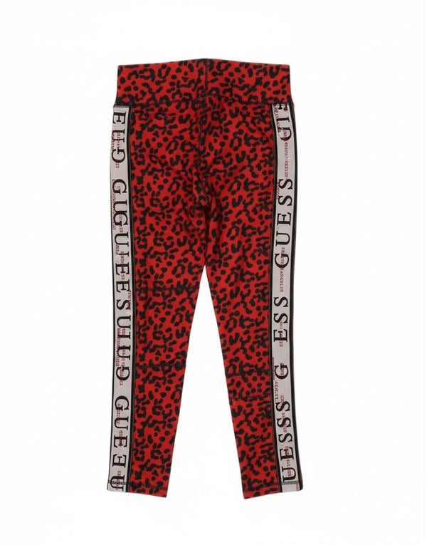 Guess Womens Graphic Crop Leggings UK 14 Large Red Animal Print Polyester