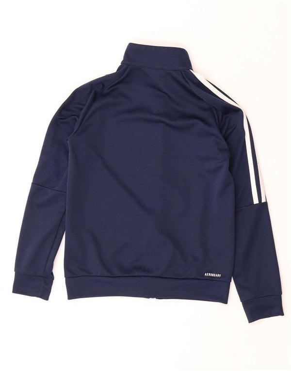 ADIDAS Boys Aeroready Tracksuit Top Jacket 9-10 Years Navy Blue Polyester