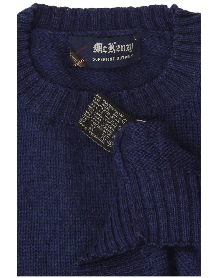 MC Kenzy Mens Crew Neck Jumper Sweater Large Navy Blue New Wool