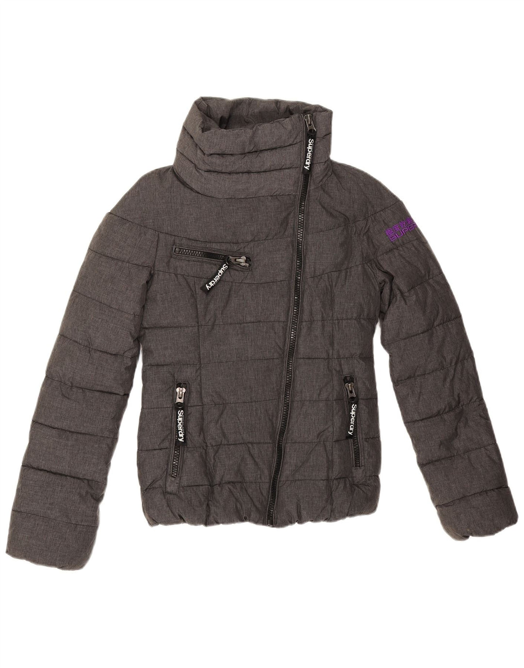 Superdry Womens Graphic Padded Jacket UK 6 XS Grey Polyester
